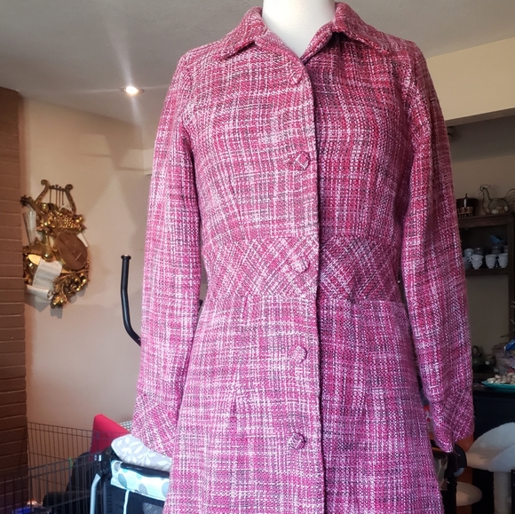 Vintage Pink button up trench coat - Picture 2 of 13